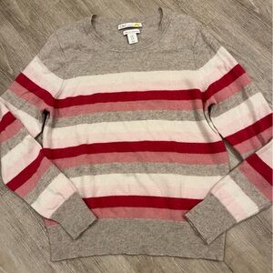 C&C California Cashmere Sweater XL Pink, Cream & Taupe Striped
